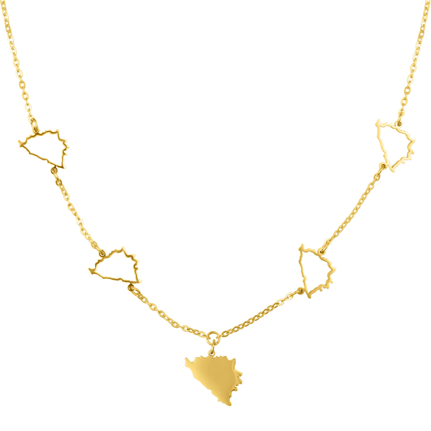 Bosnien Landkarte 5-Anhänger Kette Damen 18K Gold | d'origine