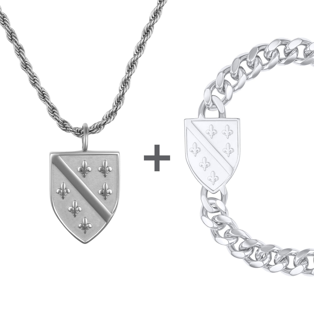 Bosnien Ljiljan Lilie Wappen Schmuck Set Herren Edelstahl | d'origine