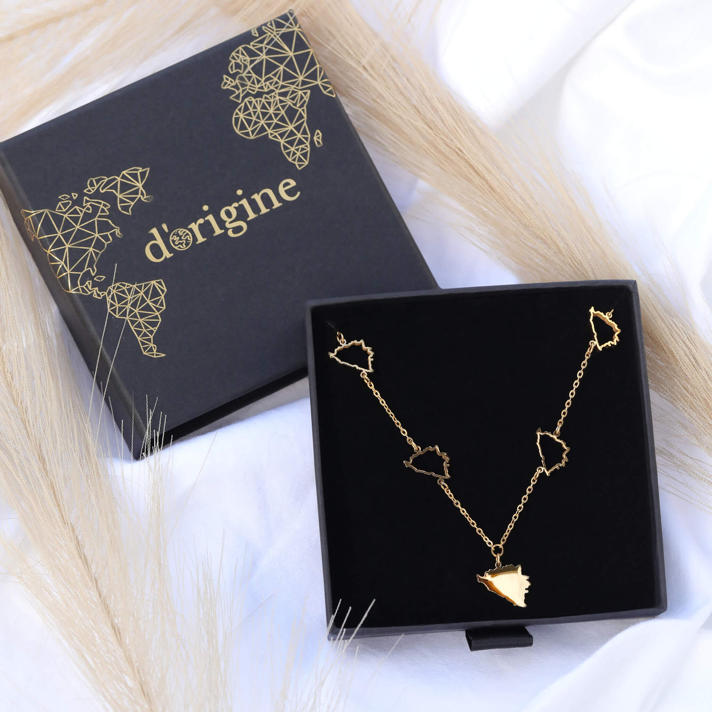Bosnien Silhouette 5-Anhänger Kette Damen Gold vergoldet | d'origine