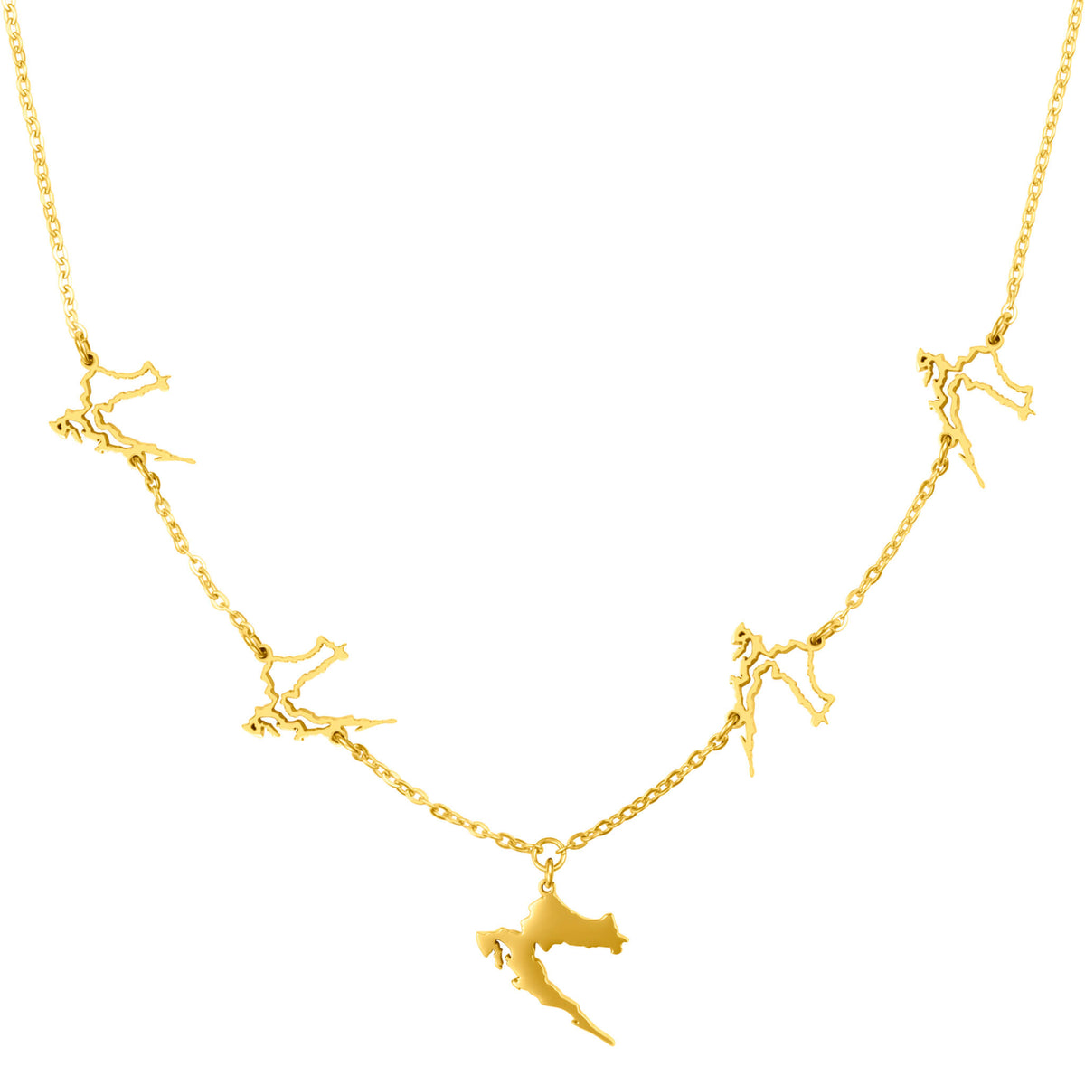 Kroatien Landkarte 5-Anhänger Kette Damen 18K Gold | d'origine