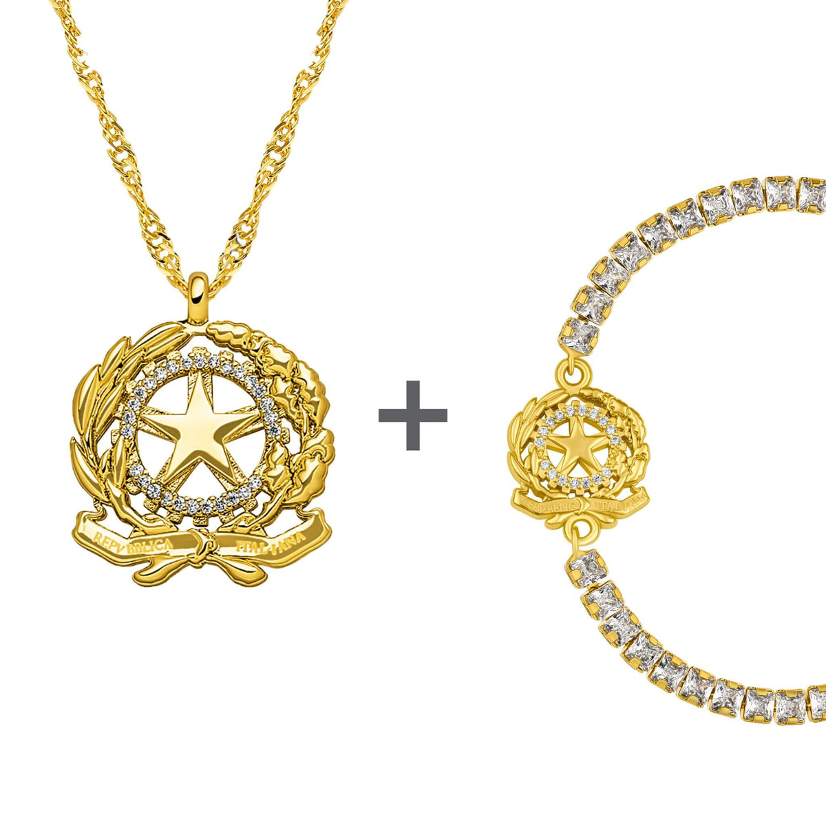Italien Wappen Schmuck Set Damen 18K Gold | d'origine