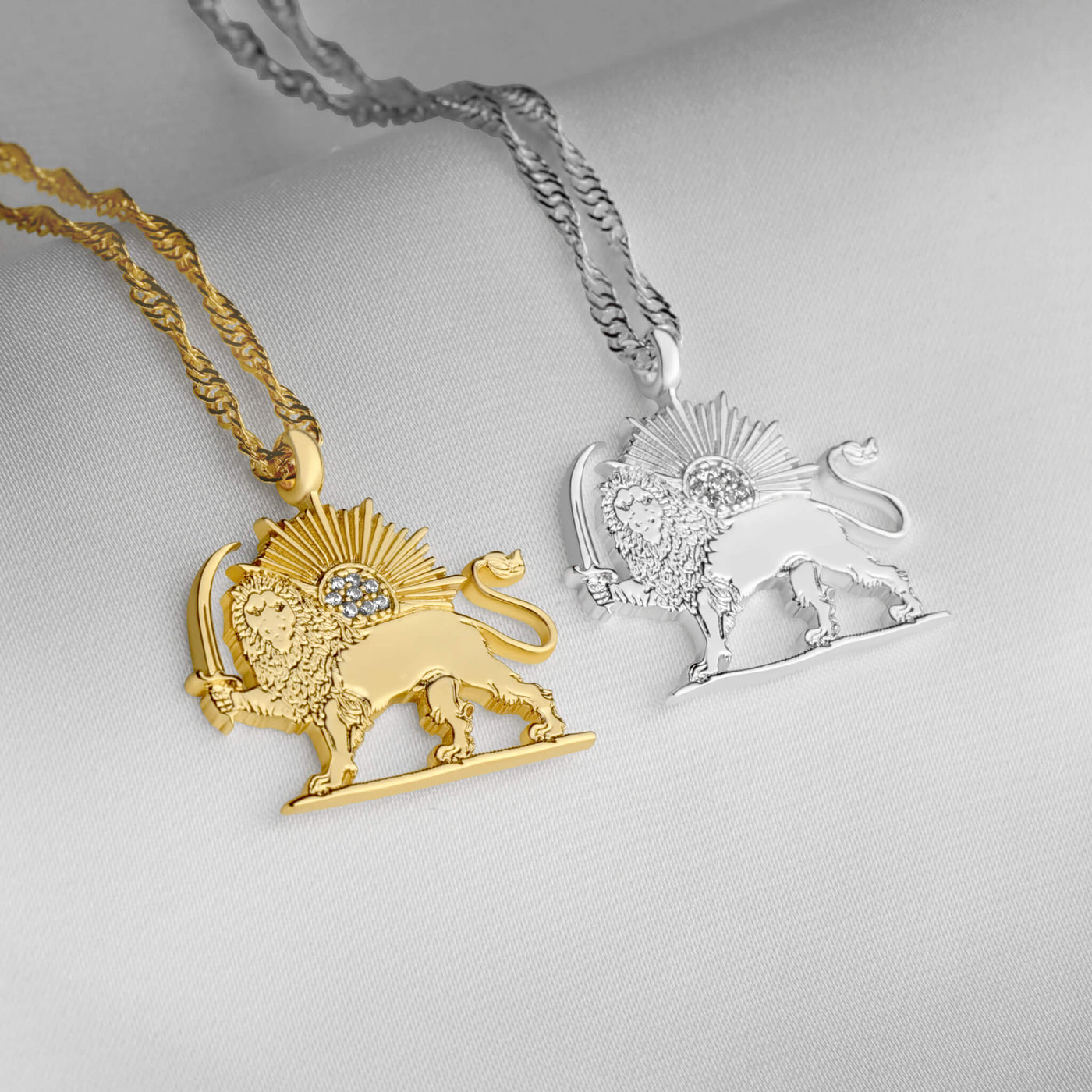 Iran Wappen Kette Damen 18K Gold – Löwe