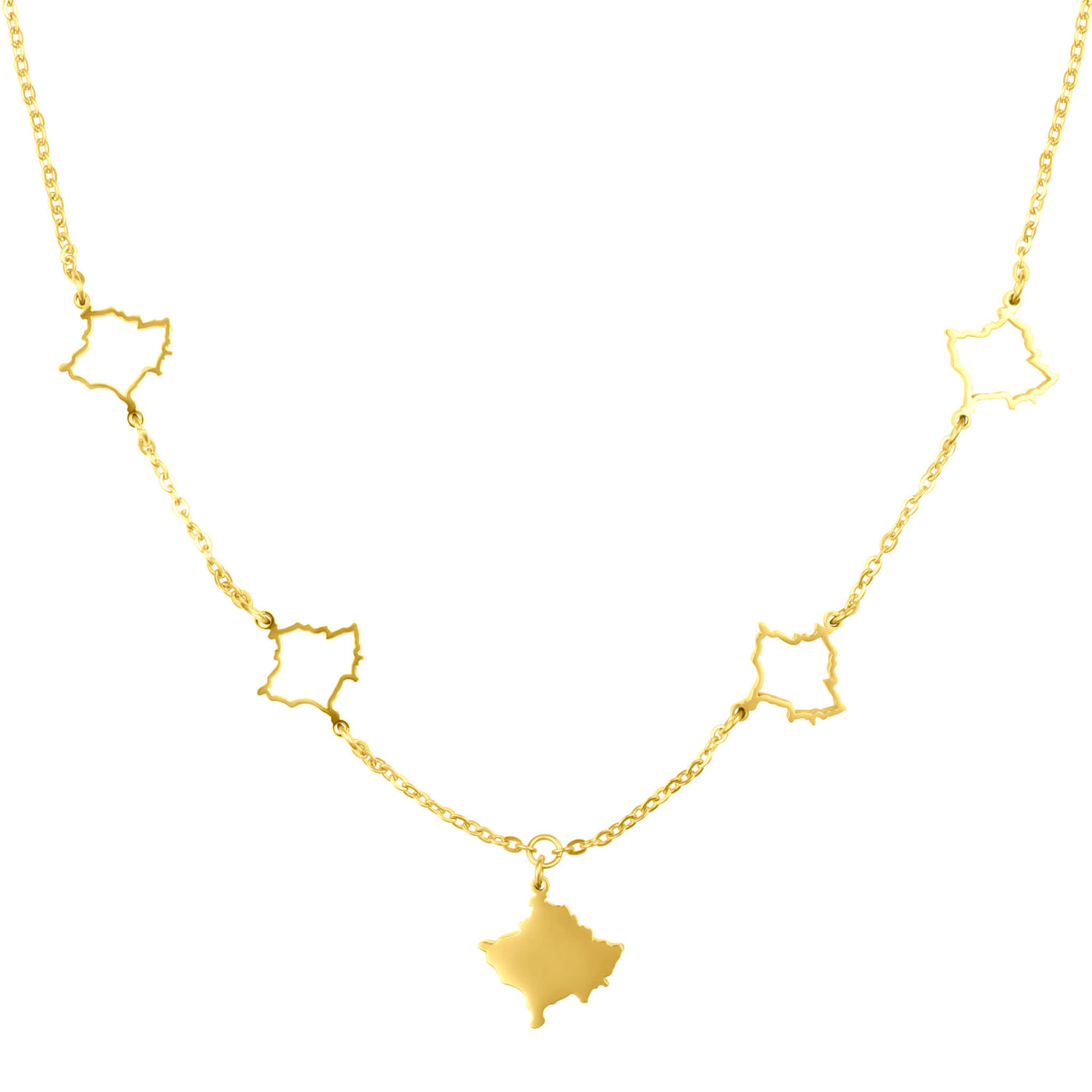 Kosovo Landkarte 5-Anhänger Kette Damen 18K Gold | d'origine