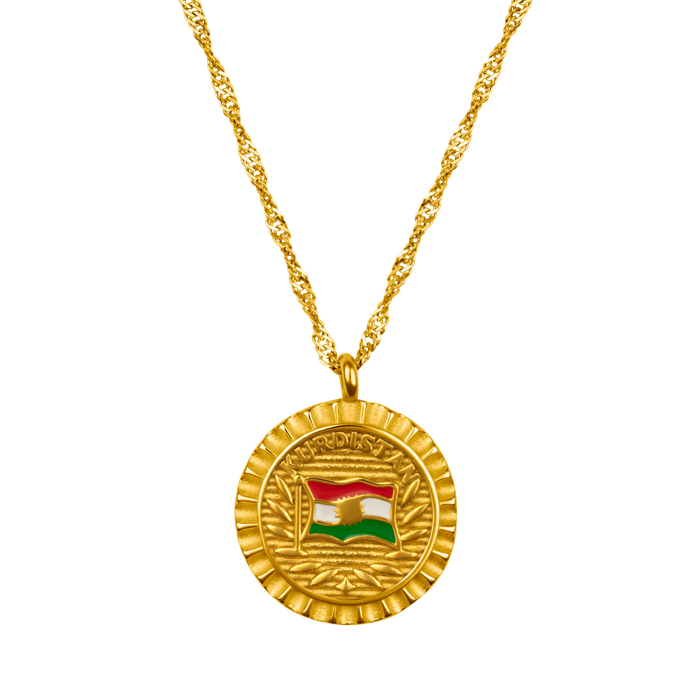 Kurdistan Flaggenkette Damen 18K Gold | d'origine