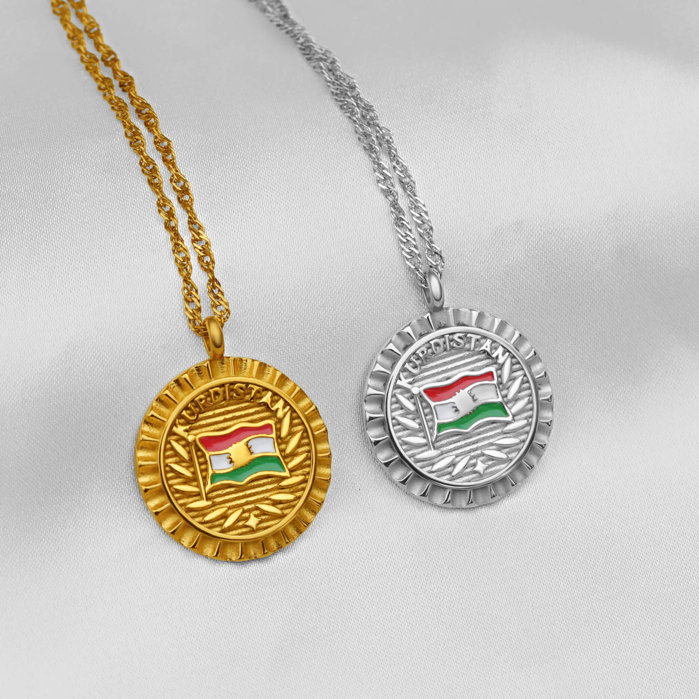 Kurdistan Flaggenkette Damen Edelstahl – Flagge