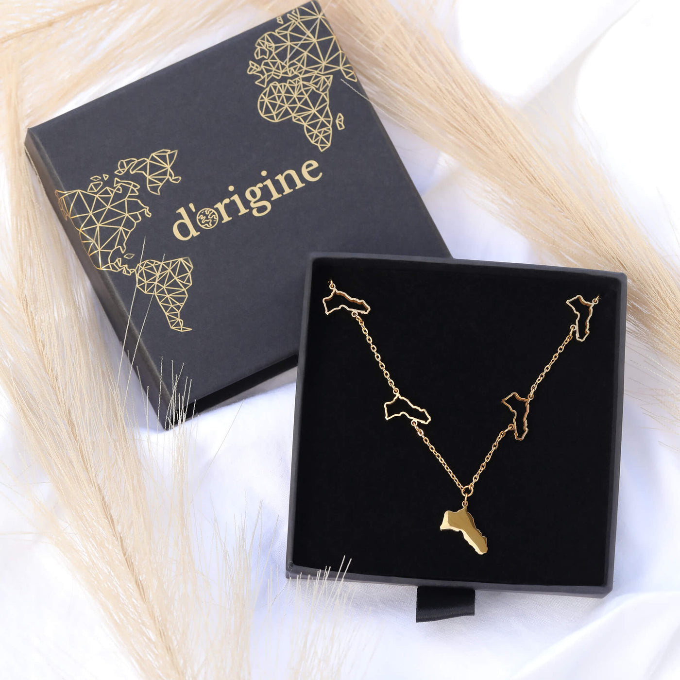 Kurdistan Landkarte 5-Anhänger Kette Damen 18K Gold | d'origine