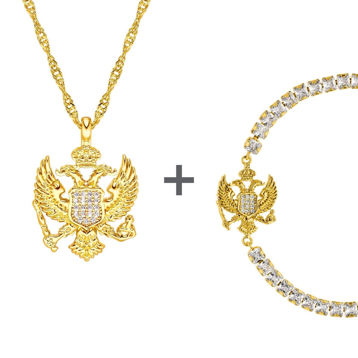 Montenegro Adler Wappen Schmuck Set Damen 18K Gold | d'origine