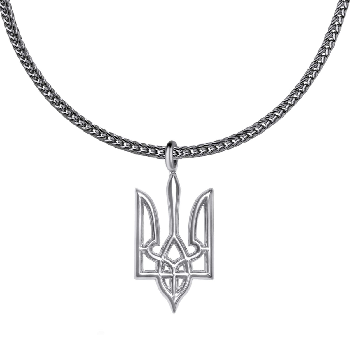Ukraine Trident Emblem Necklace Men Silver Stainless Steel | d'origine