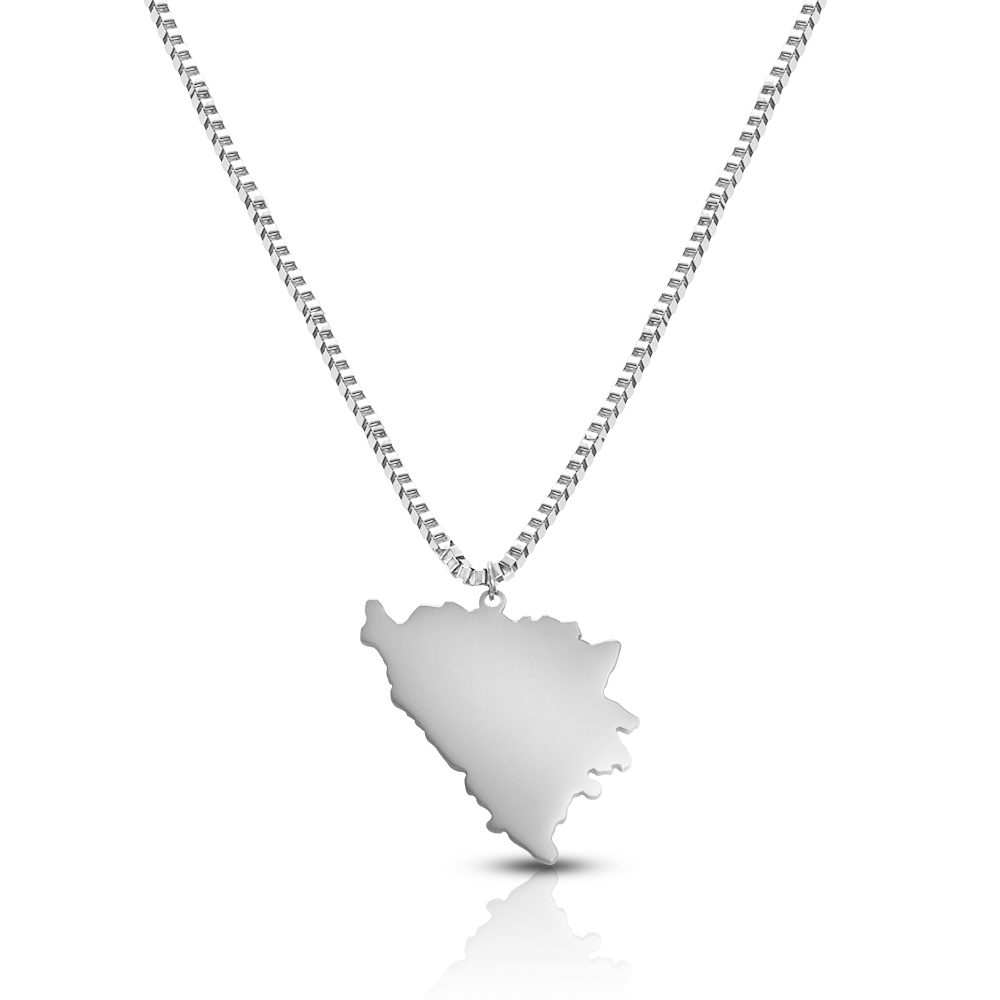 Bosnien Landkarten Kette Herren Silber Edelstahl | d'origine