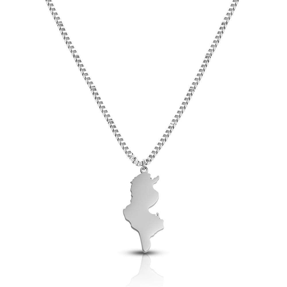 Tunesien Landkarten Kette Herren Silber Edelstahl | d'origine