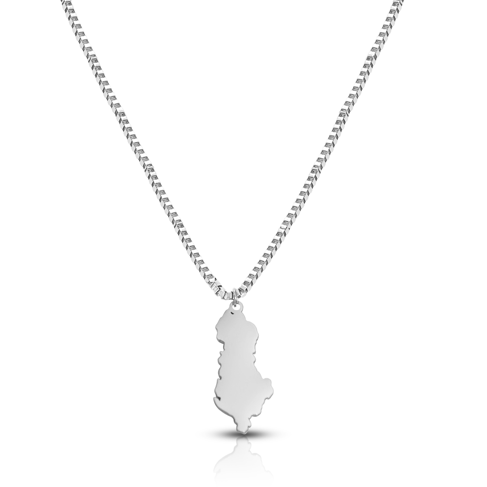 Albanien Landkarten Kette Herren Silber Edelstahl | d'origine