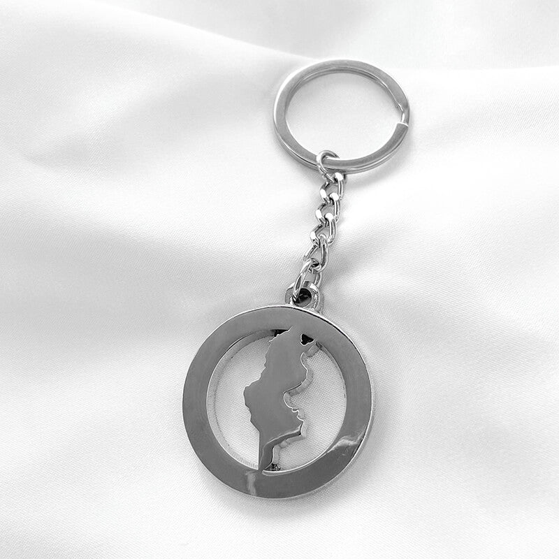 Tunesien Landkarten Schlüsselanhänger Silber Edelstahl | d'origine