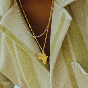 Africa Map Necklace Men worn photo – Map