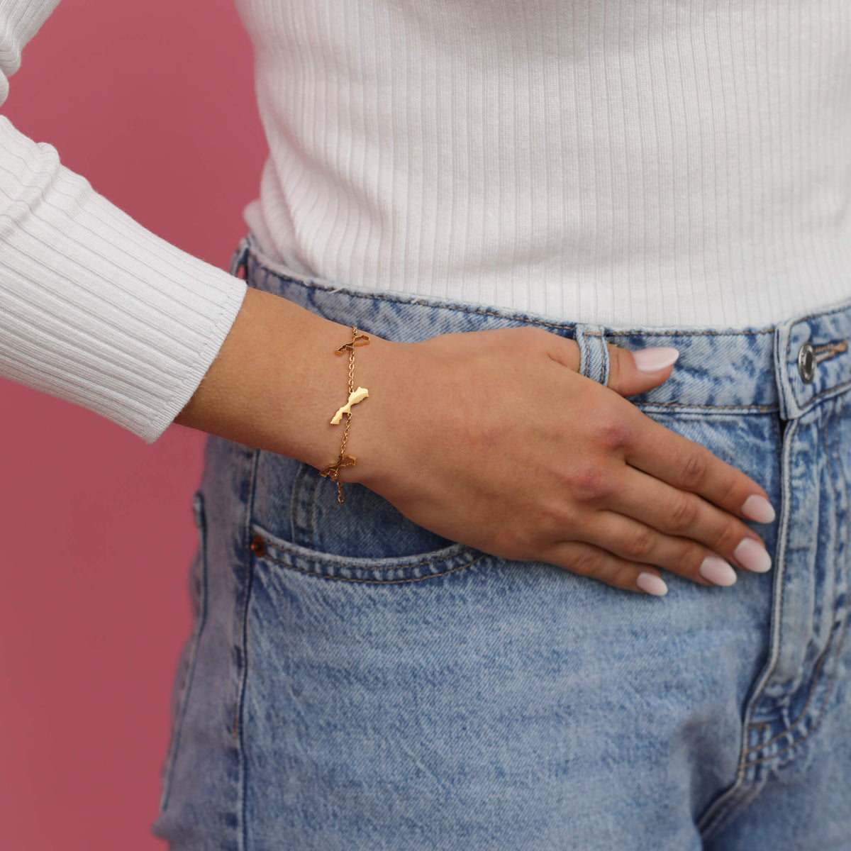 Marokko Landkarten Armband getragen am Model