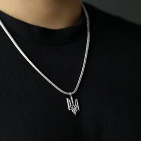 Ukraine Wappen Kette Herren Tragefoto – Dreizack