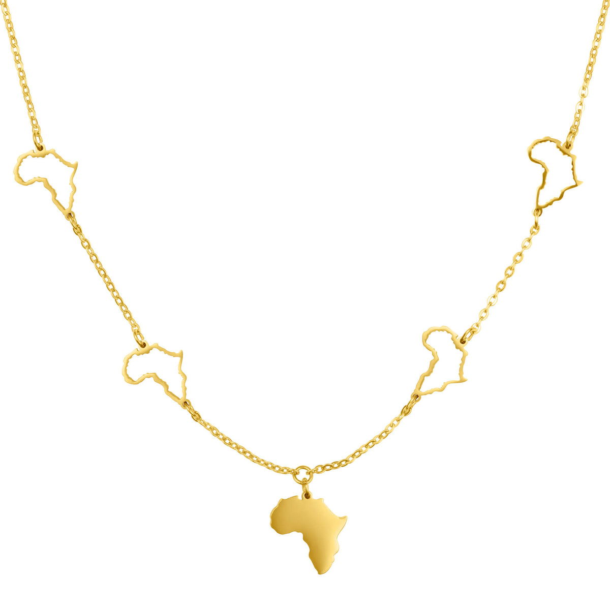 Afrika Landkarte 5-Anhänger Kette Damen 18K Gold | d'origine
