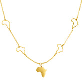 Afrika Landkarte 5-Anhänger Kette Damen 18K Gold | d'origine