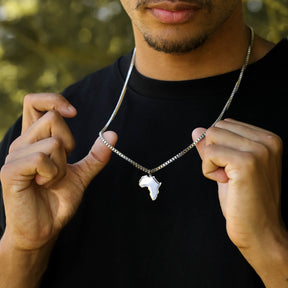 Africa Map Necklace Men worn photo – Map