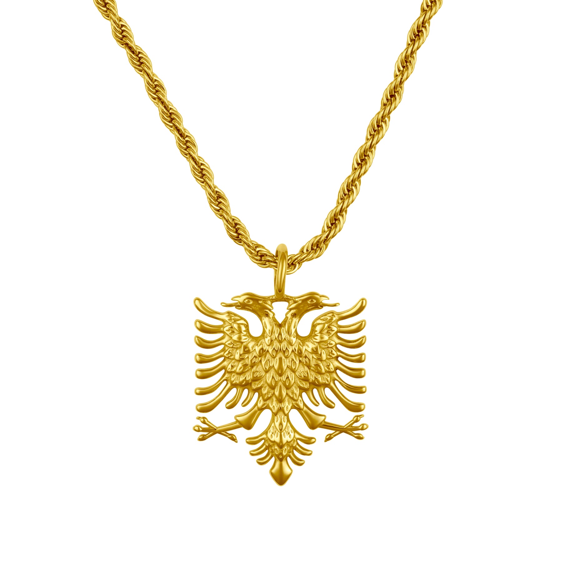 Albania Emblem Necklace Men 18K Gold – Eagle