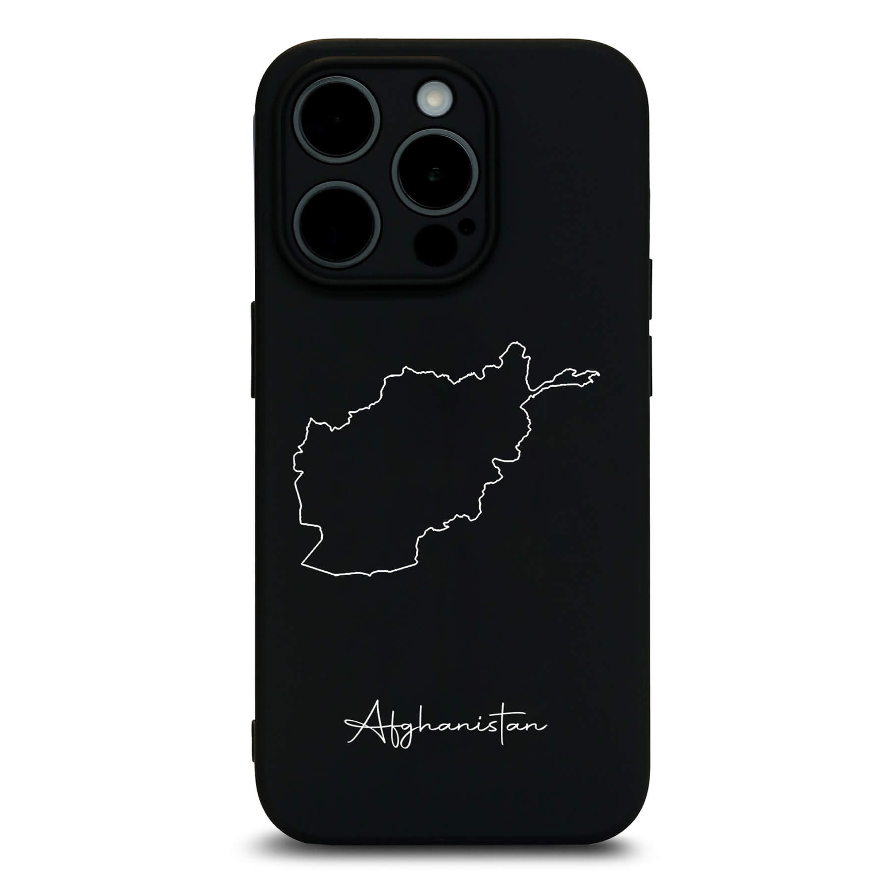 Afghanistan Handyhülle für iPhone 13 bis 16 – Rückseite mit Landkarte und Schriftzug