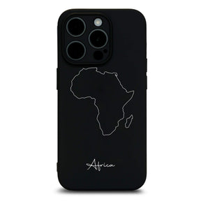 Afrika Handyhülle für iPhone 13 bis 16 – Rückseite mit Landkarte und Schriftzug
