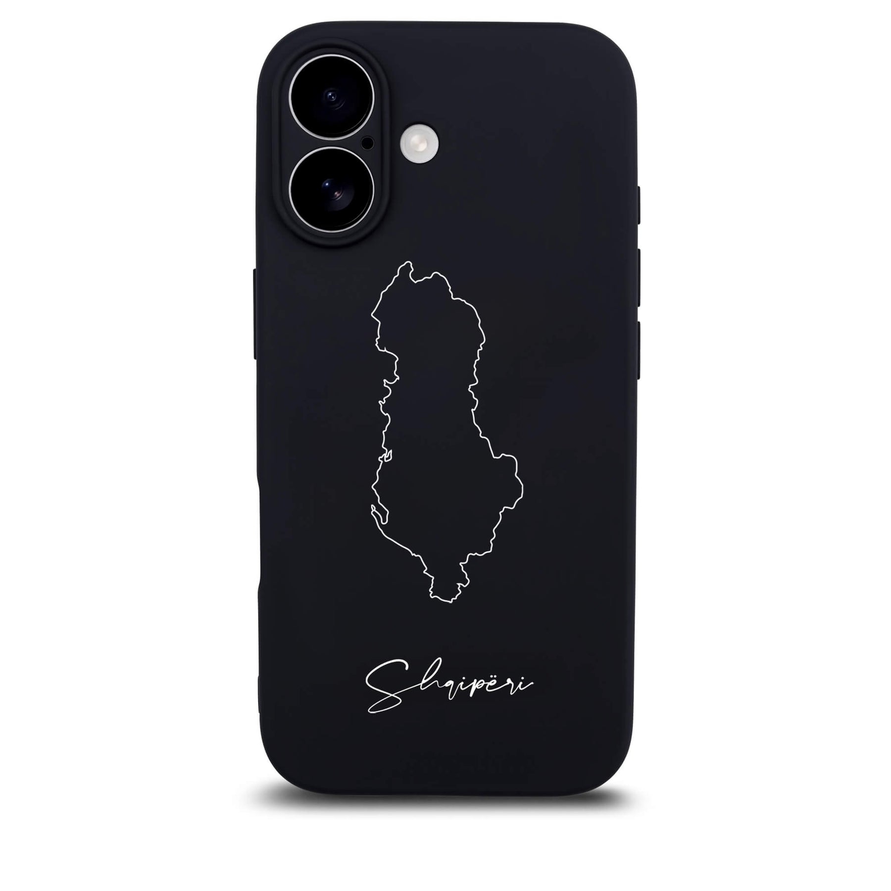 Albanien Handyhülle für iPhone 17 – Rückseite mit Landkarte und Schriftzug