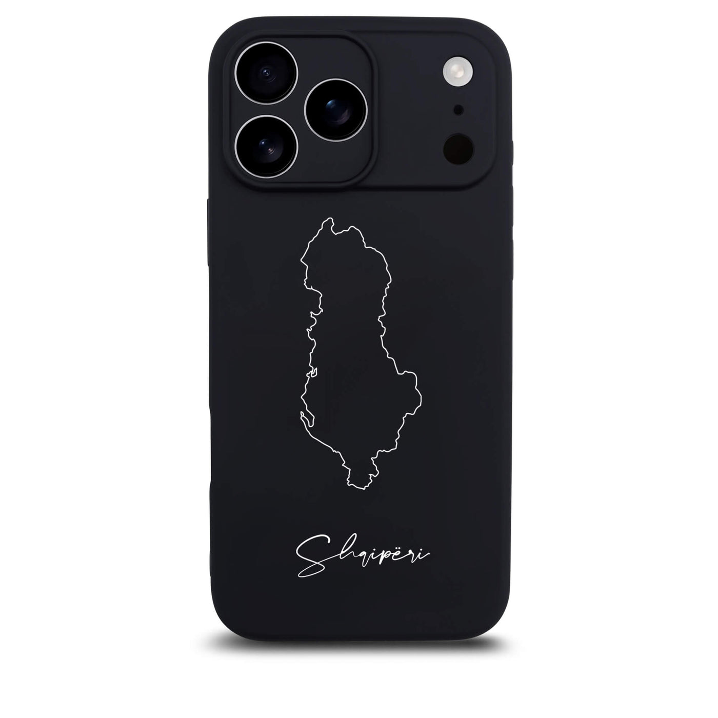 Albanien Handyhülle für iPhone 17 Pro – Rückseite mit Landkarte und Schriftzug