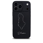 Albanien Handyhülle für iPhone 17 Pro – Rückseite mit Landkarte und Schriftzug