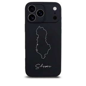Albanien Handyhülle für iPhone 17 Pro – Rückseite mit Landkarte und Schriftzug