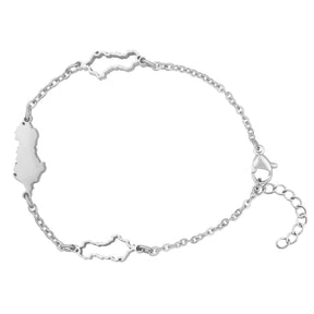 Albanien Silhouette Landkarten Armband Silber wasserfest | d'origine