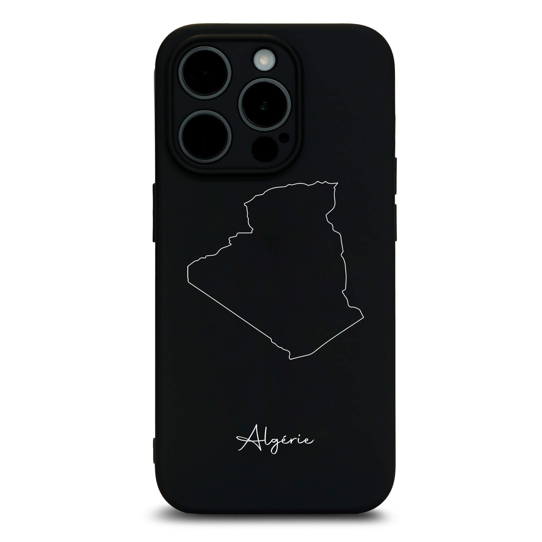 Algeria phone case for iPhone 13 to 16 – back with map and lettering