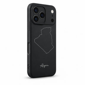 Algeria phone case for iPhone 17 Pro – angled view with camera edge and side buttons