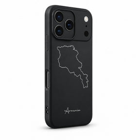 Armenia phone case for iPhone 17 Pro – angled view with camera edge and side buttons