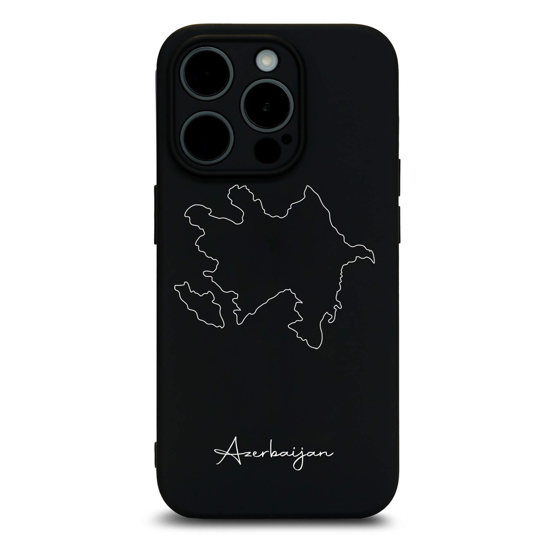 Azerbaijan phone case for iPhone 13 to 16 – back with map and lettering