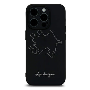 Azerbaijan phone case for iPhone 13 to 16 – back with map and lettering