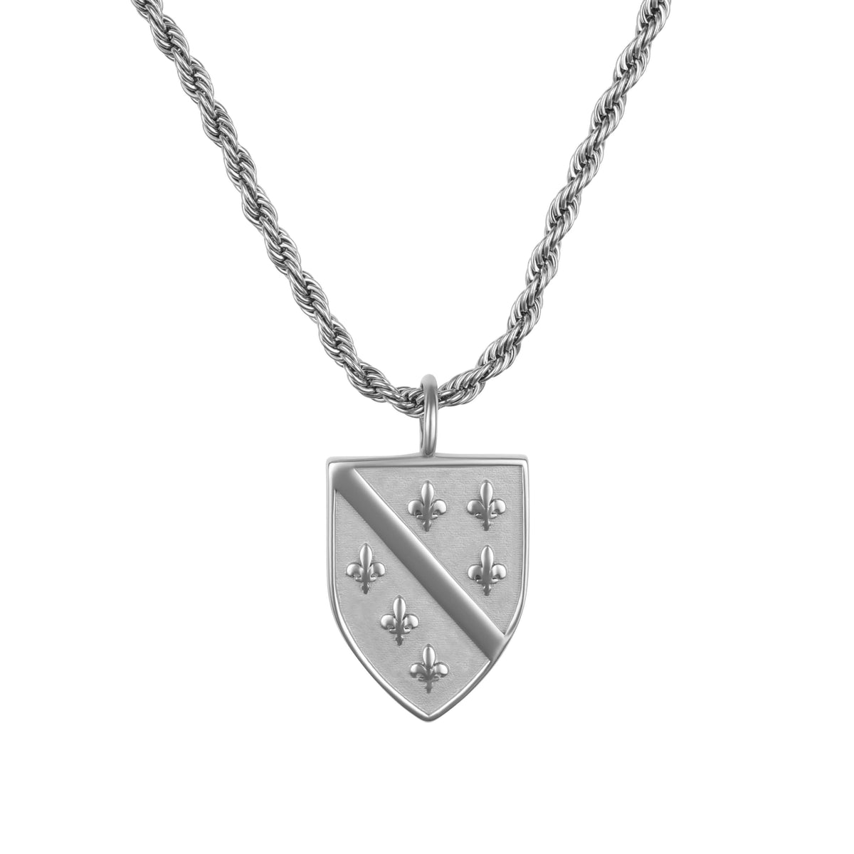 Bosnien Wappen Kette Herren Silber Edelstahl – Ljiljan Lilie