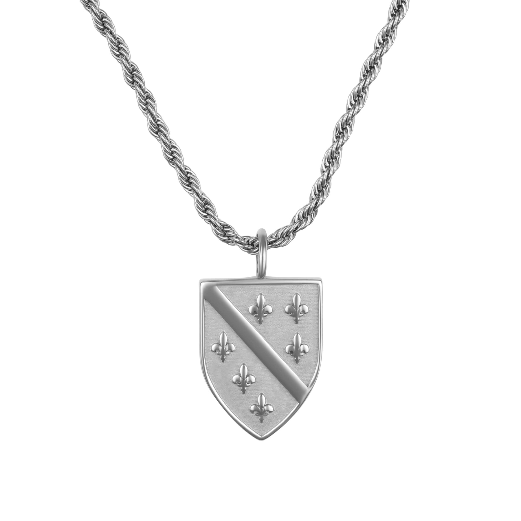 Bosnia Emblem Necklace Men Silver Stainless Steel – Ljiljan Lily