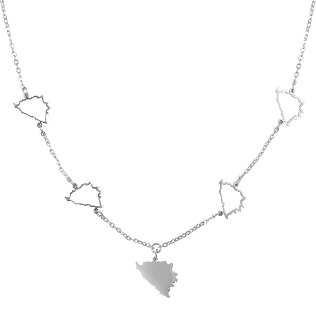 Bosnien Silhouette 5-Anhänger Kette Damen Silber wasserfest | d'origine