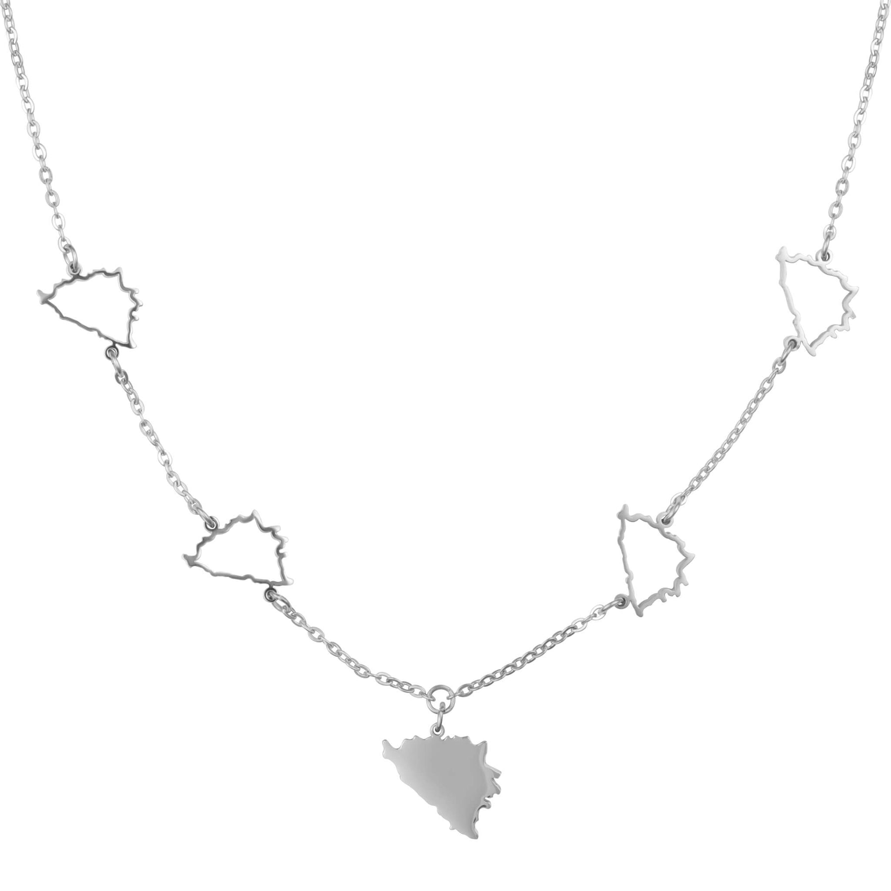 Bosnien Silhouette 5-Anhänger Kette Damen Silber wasserfest | d'origine