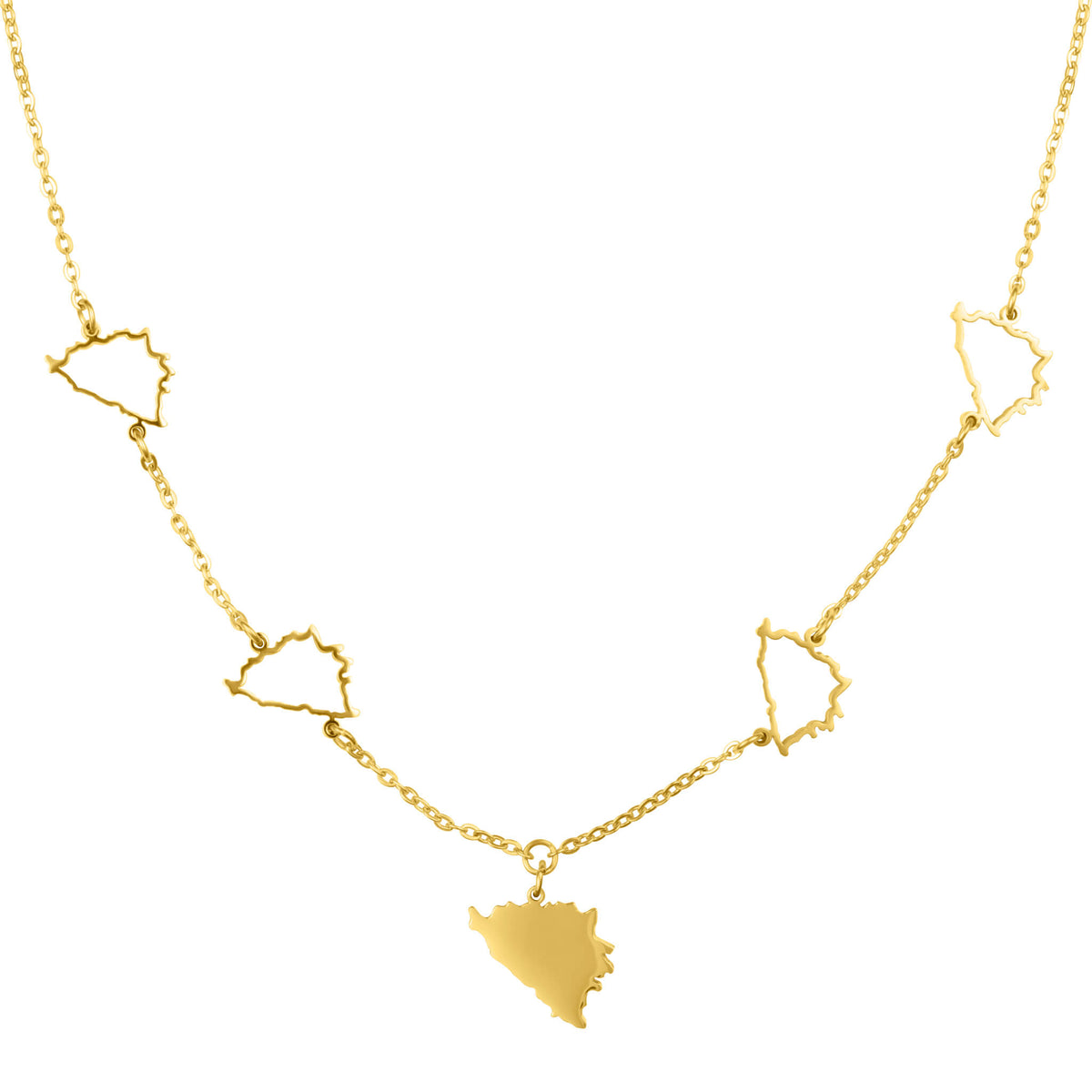 Bosnien Landkarte 5-Anhänger Kette Damen 18K Gold | d'origine