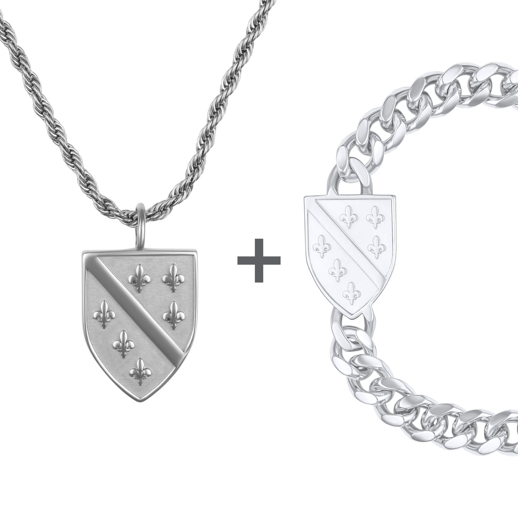 Bosnien Ljiljan Lilie Wappen Schmuck Set Herren Edelstahl | d'origine