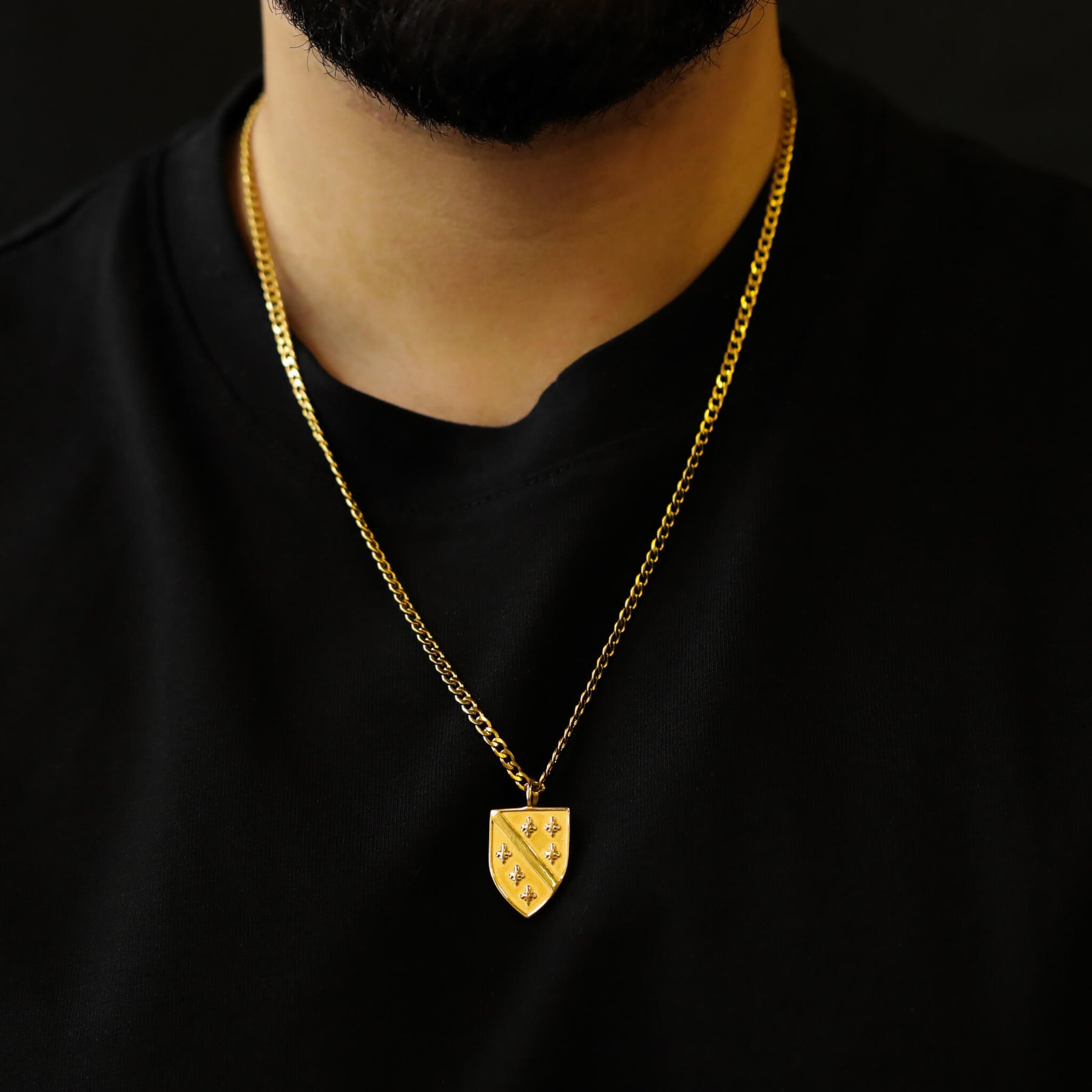 Bosnia Emblem Necklace Men Model Photo – Ljiljan Lily