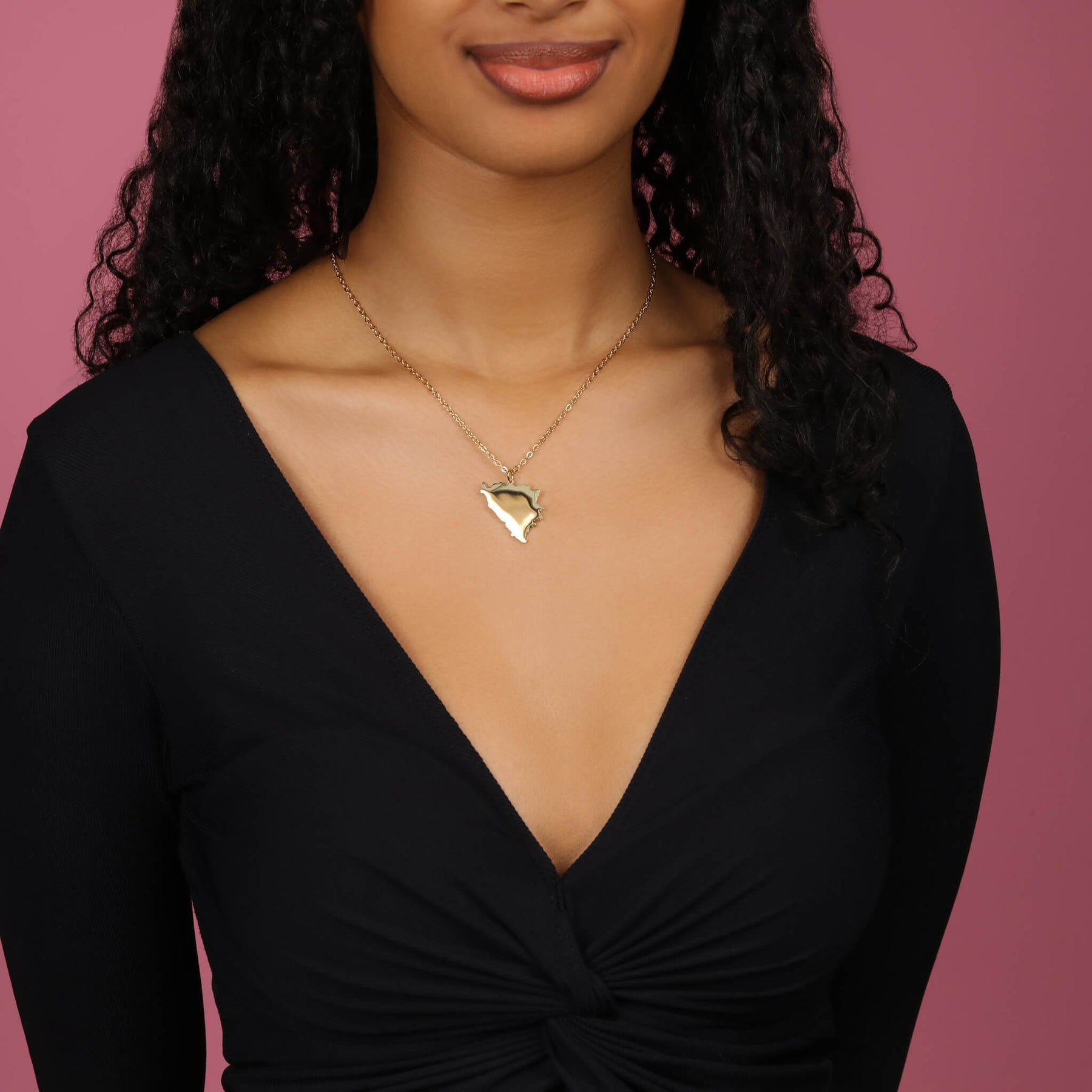 Bosnia Map Necklace Women Model Photo – Map