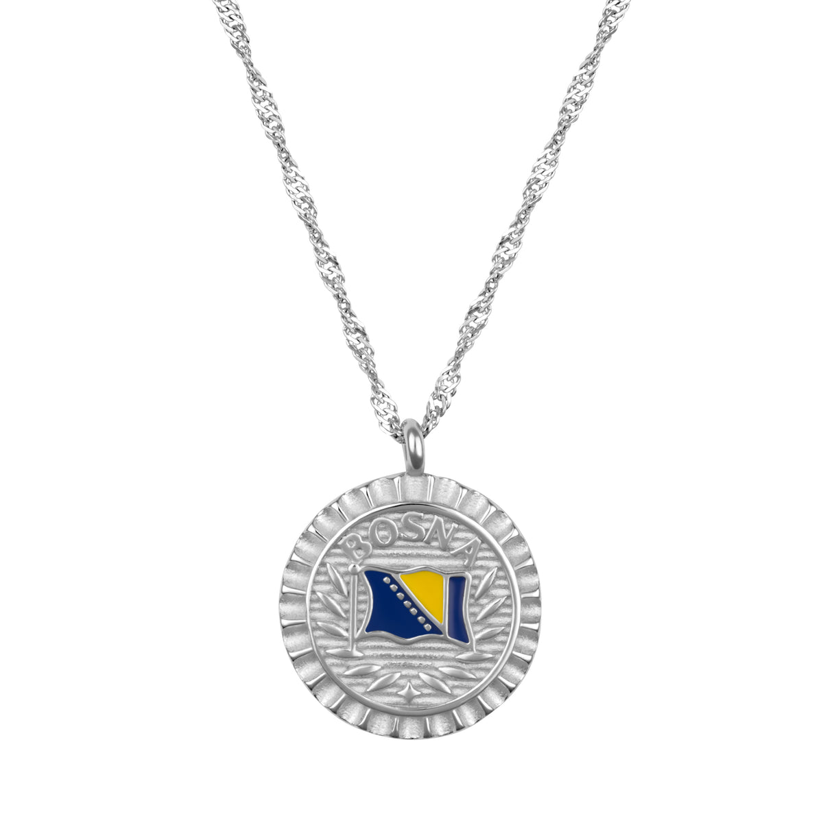 Bosnien Nationalflagge Flaggenkette Damen Silber wasserfest | d'origine
