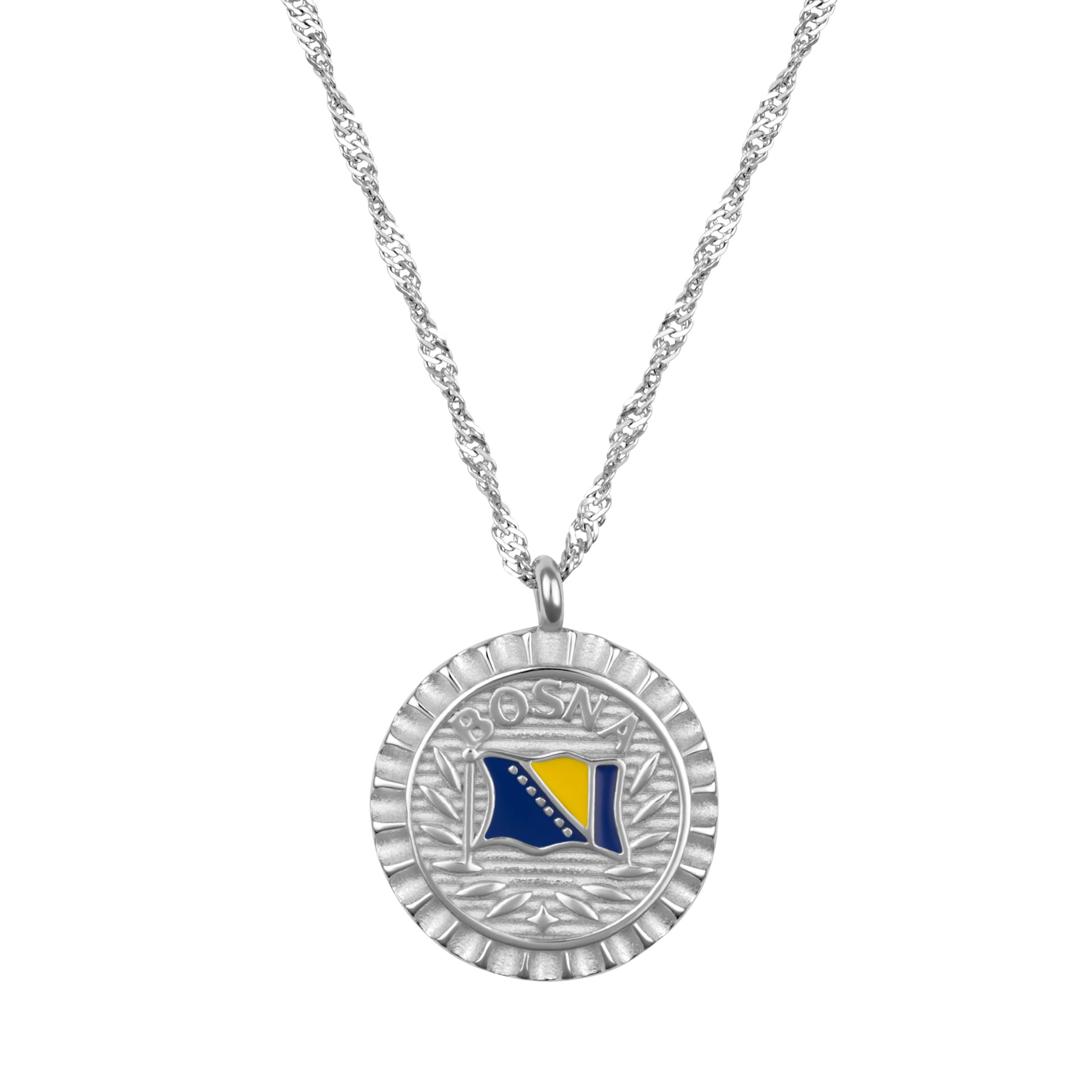 Bosnien Nationalflagge Flaggenkette Damen Silber wasserfest | d'origine