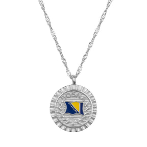 Bosnien Nationalflagge Flaggenkette Damen Silber wasserfest | d'origine