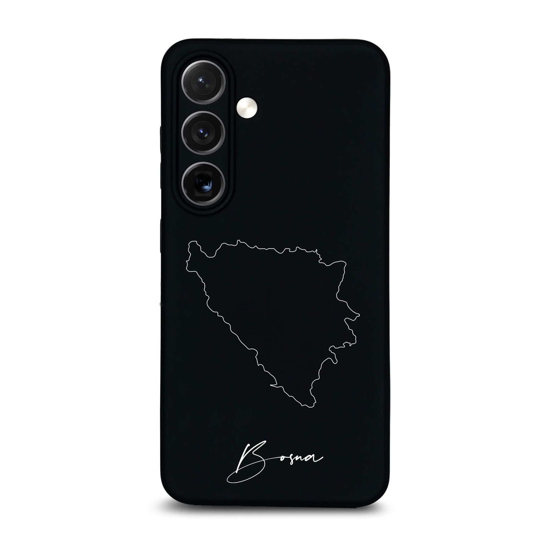 Bosnia phone case for Samsung Galaxy S23 FE and S24 to S26 – back with map and lettering