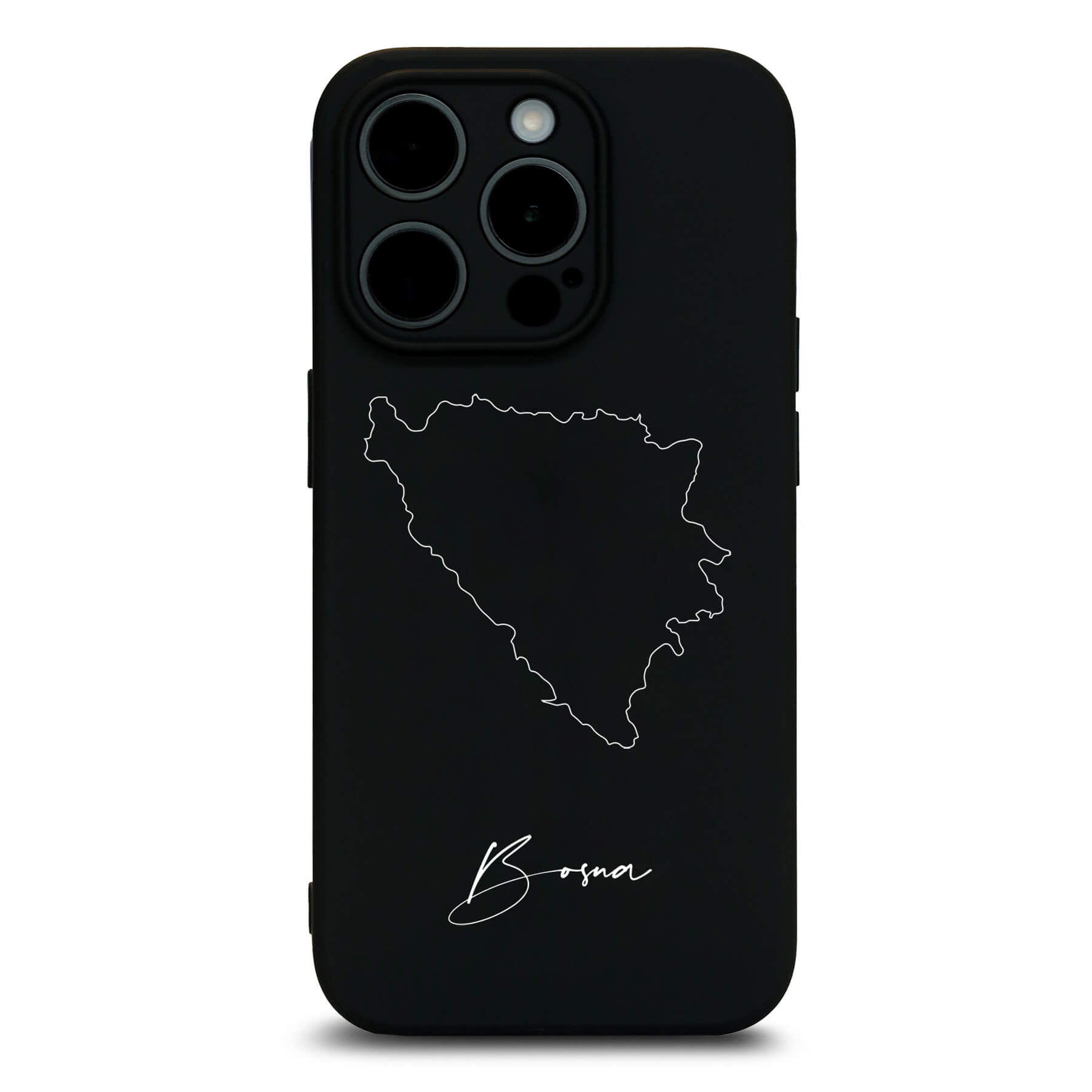 Bosnia phone case for iPhone 13 to 16 – back with map and lettering