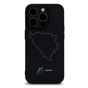 Bosnia phone case for iPhone 13 to 16 – back with map and lettering