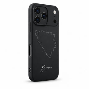 Bosnia phone case for iPhone 17 Pro – angled view with camera edge and side buttons